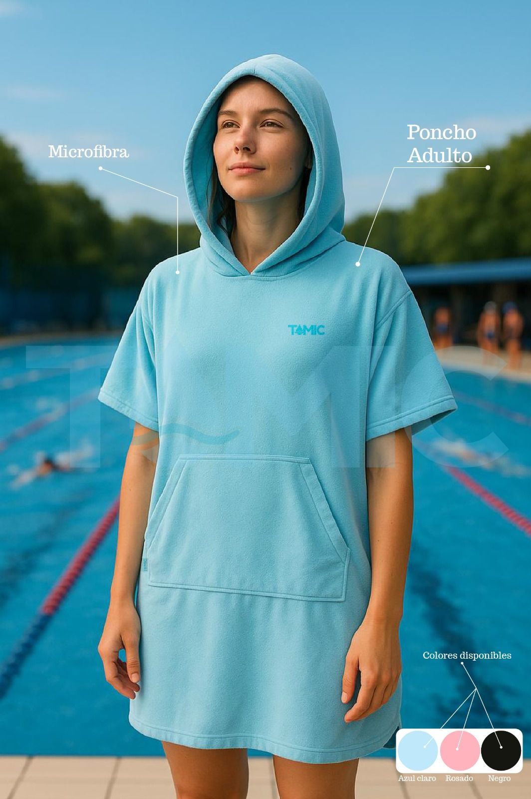 Poncho Mujer Unicolor Talla Unica 100x78cm Tomic