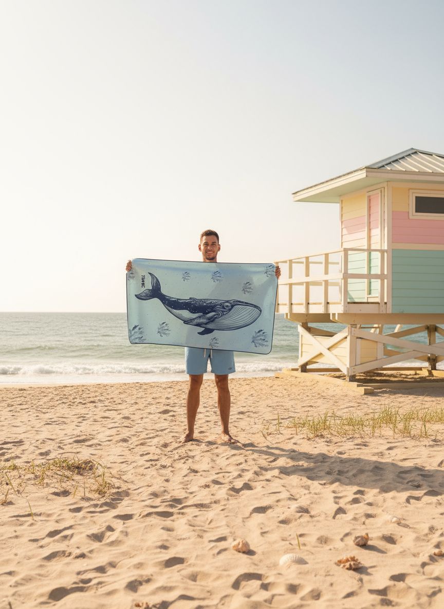 Toalla Microfibra Sublimada 130x80cm Ballena Amigos