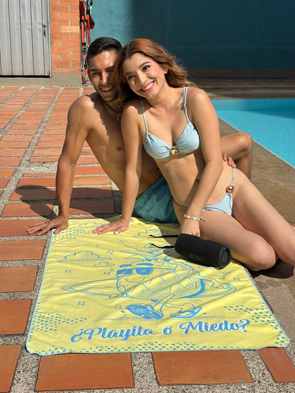 Toallas De Microfibra Estampadas 130x80cm Playita o Miedo Amarilla